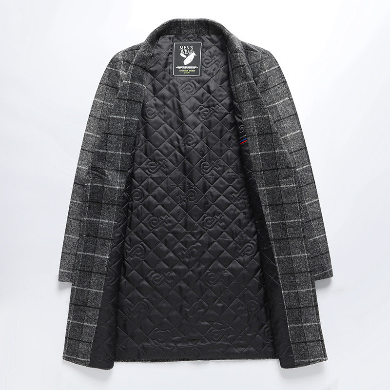 25 Edition – Men’s Wool-Blend Plaid Business Overcoat (Mid-Length)