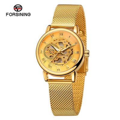 2024 High End Luxury Brands Steel Skeleton Mechanical Woman Watch Ladies Watches Stainless Steel Fashion Women's Wristwatch