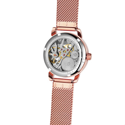 2024 High End Luxury Brands Steel Skeleton Mechanical Woman Watch Ladies Watches Stainless Steel Fashion Women's Wristwatch