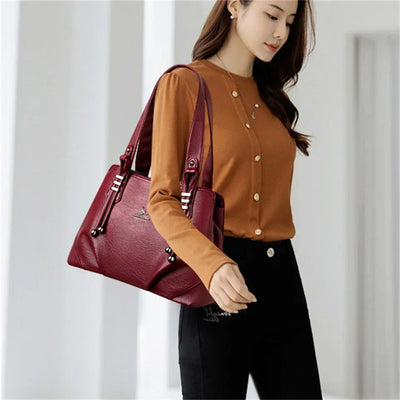 Soft Leather Luxury Handbags Women Bags Designer 3 Layers Shoulder Crossbody Sac Ladies Large Capacity Shopping Messenger Tote